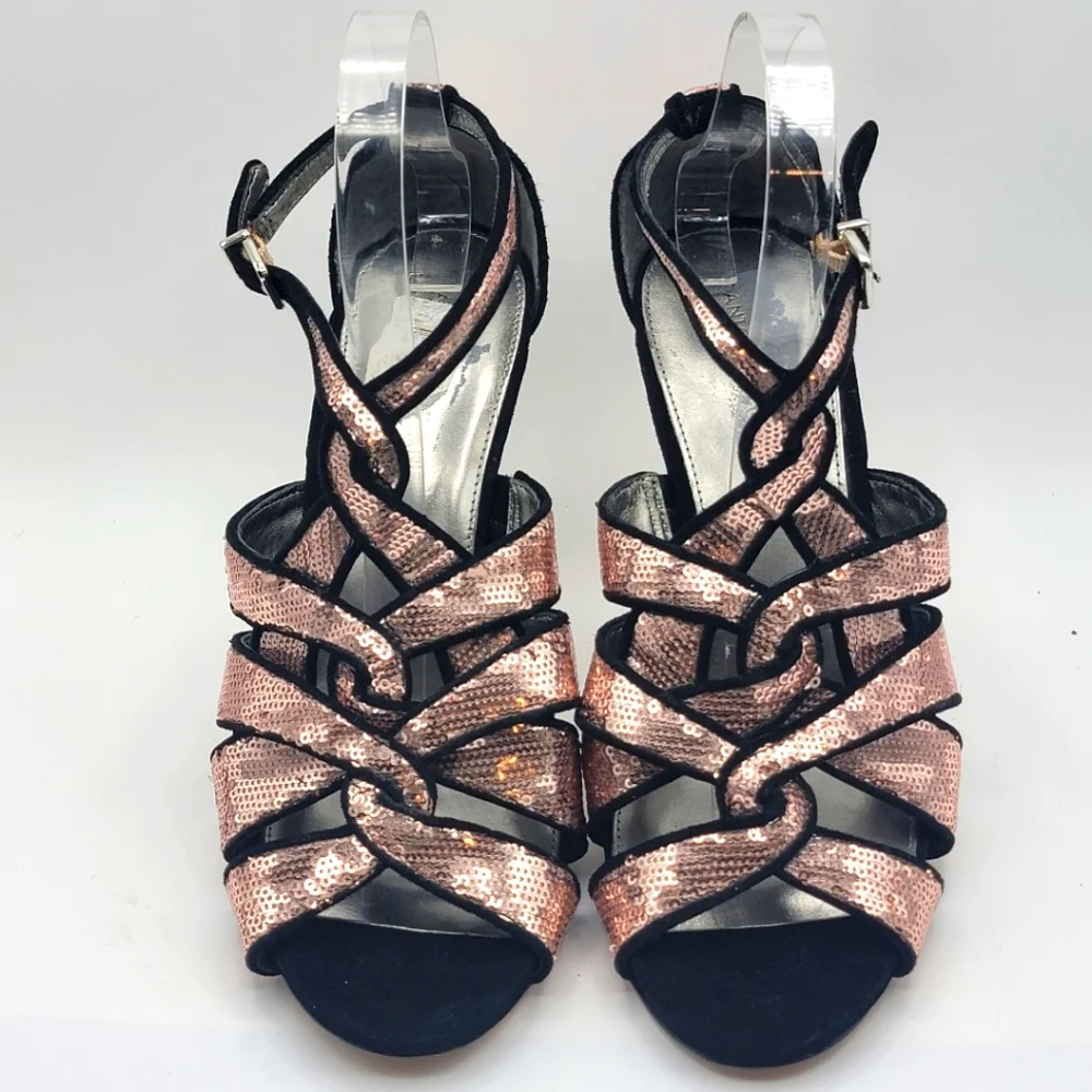 Antonio Melani Women Heels Pink Sequin Strappy Sandal Size 10M #S1232‎